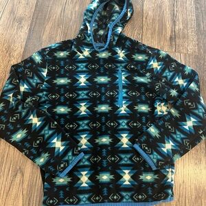 Colorful plant black and blue hoodie fleece sweatshirt size boys medium (8)